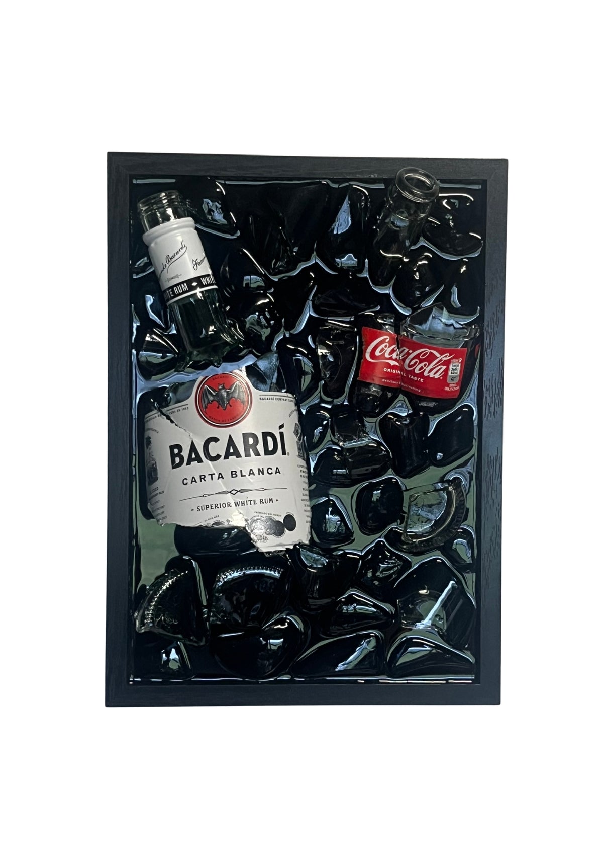 Bacardi Cola - Epoxy flessen kunst