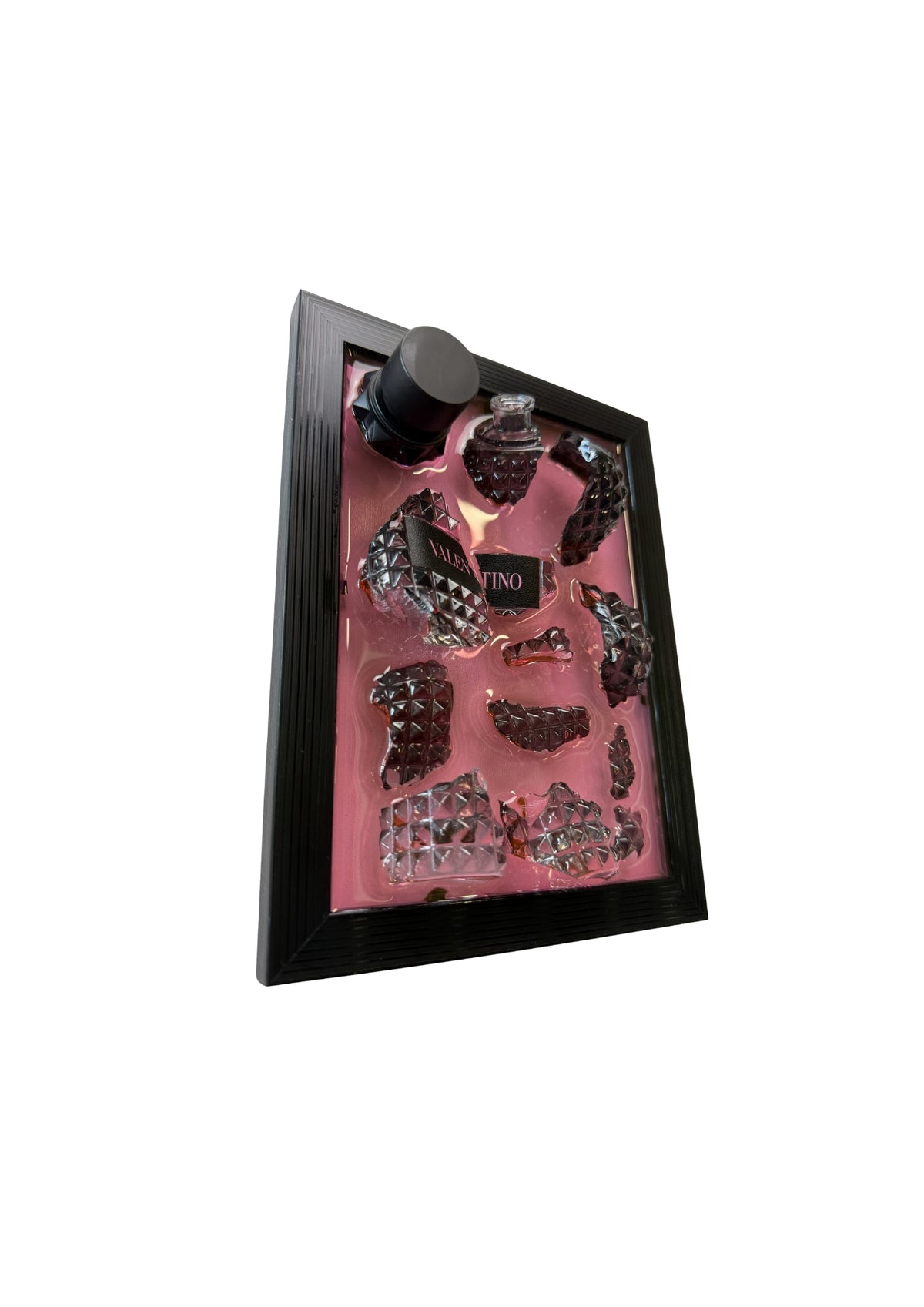 Valentino roze - Epoxy flessen kunst